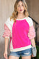 Rosy Colorblock Patchwork Plush Pullover Sweatshirt