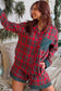 Red Plaid Christmas Holiday Long Sleeve Shirt and Shorts Pajama Set