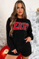 Black Corded Merry Graphic Long Sleeve Top and Shorts Set