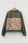 Sage Green Ribbed Retro Floral Patchwork Shirt Style Jacket