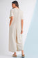 Patchwork Pocket Short Sleeve Jumpsuit