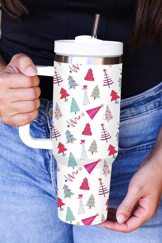 White Christmas Tree Printed 40oz Tumbler Cup