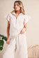 Ivory Textured Ruffle Sleeve Zip Top & Wide-Leg Pants Set