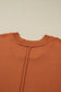 Desert Gold Colorblock Raw Edge Bubble Sleeve V-Neck Sweater