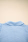 Beau Blue Textured Ruffled Sleeve Zipped Top and Wide Leg Pants Set