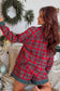 Red Plaid Christmas Holiday Long Sleeve Shirt and Shorts Pajama Set