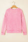 Waffle Knit Mineral Wash Pullover with Bow Detail