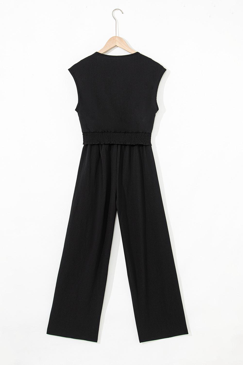 Black Knot Waist Sleeveless Top & Wide Leg Pants Two-Piece Set