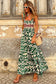 Green Boho Shirred A line Sleeveless Maxi Dress