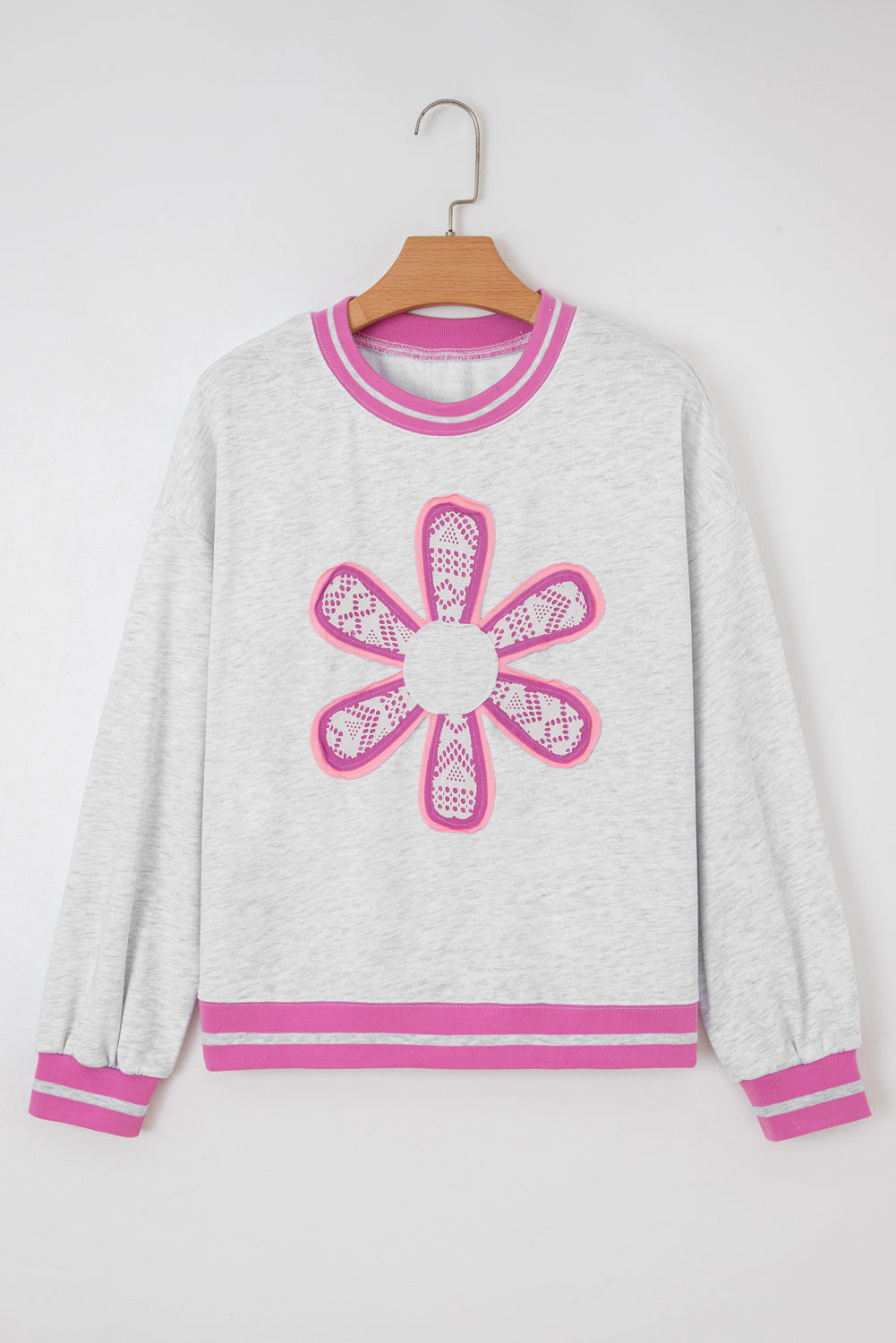 Flower Power Contrast Trim Crewneck Sweatshirt