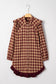 Red Plaid Print Ruffled Long Sleeve Patchwork Hem Mini Shirt Dress