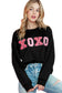 Black Valentine Shiny XOXO Letter Graphic Sweatshirt