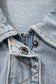 Beau Blue Street Style Zip Up Washed Denim Jacket