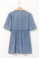 Bow Front Puff Sleeve Denim Babydoll Dress