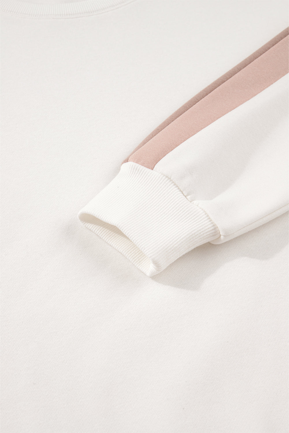 White Color Block Patchwork Drop Shoulder Pullover Casual Shorts Two Piece Outfit