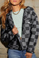 Black Checkered Patchwork Button Up Denim Jacket