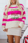 Rose Striped I Know What I Want Sequin Letter Graphic Colorblock Loose Sweater