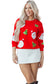 Red Santa Claus Christmas Tree Patched Pattern Drop Shoulder Sweatshirt