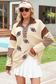 Light French Beige Football Sequins Patch Striped Patchwork Polo Sweatshirt