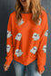 Orange Halloween Ghost Cute Patched Holiday Sweatshirt