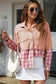 Plaid Raw Hem Collared Neck Button Up Jacket