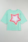 Moonlight Jade Colorblock Star Patched Half Sleeve Oversized Tee