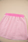 Pink Stripe Collared V-Neck Drop Shoulder Pullover and Skort Two Piece Set