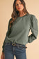 Black Eyelet Embroidered Patchwork Sleeve Ribbed Sweatshirt