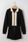 Black Two-Tone Zipper Long Sleeve Casual Romper