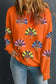 Orange Colorful Sequin Turkey Thanksgiving Graphic Sweatshirt