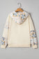 Beige Geo Pattern Patchwork Hoodie with Kangaroo Pocket