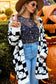 Black And White Halloween Plaid Ghost Pattern Mid length Knitted Cardigan