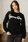 Black Chenille Game Day Graphic Drop Shoulder Sweatshirt