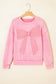 Waffle Knit Mineral Wash Pullover with Bow Detail