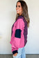 Pink & Navy Striped Colorblock V-Neck Long Sleeve Top