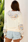 Beige Geo Pattern Patchwork Hoodie with Kangaroo Pocket