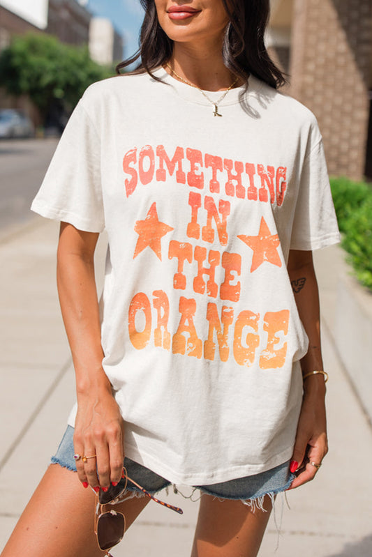White "Something In The Orange" Graphic Crew Neck T-Shirt