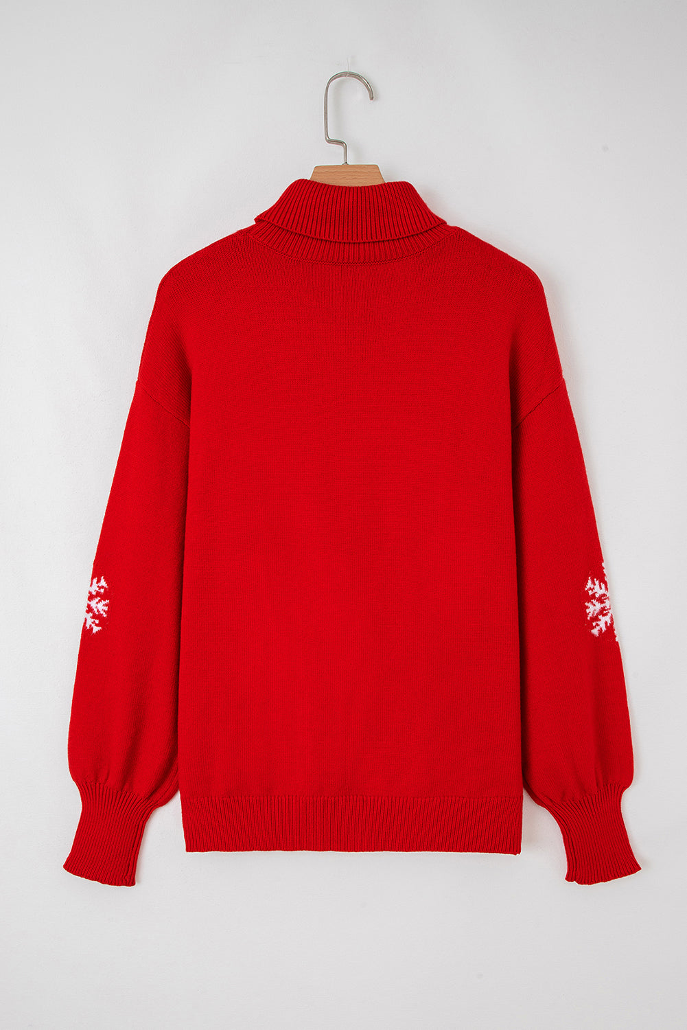Red Merry Snowflake Pattern Christmas Turtleneck Sweater