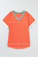 Grapefruit Orange Contrast Trim Exposed Seam V Neck T Shirt