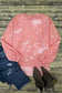 Pink Bleached Round Neck Pullover Sweatshirt