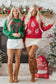 Red Playful Christmas Tree Patched Dropped Shoulder Sweatshirt