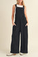 Gold Flame Buttoned Straps Ruched Wide Leg Jumpsuit