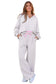 Light Grey Stripe Patchwork Loose Long Sleeve Top Drawstring Waist Pants Set