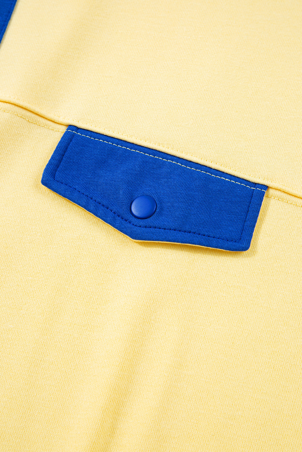 Yellow Color Block Patchwork Half Button Pullover and Shorts Two Piece Outfit
