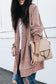 Rose Plaid Contrast Trim Casual Knit Long Cardigan