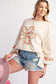 Grapefruit Orange Flower Exposed Seam Patchwork Loose Top