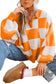Orange Checkered V-Neck Collared Pullover Sweater