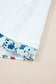 White Floral Mesh Patched Color Block Half Button Blouse