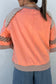 Grapefruit Orange Plaid Waffle Flower Patchwork Bracelet Sleeve Top