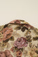 Floral Waffle Knit Patchwork Chest Pockets Buttoned Jacket
